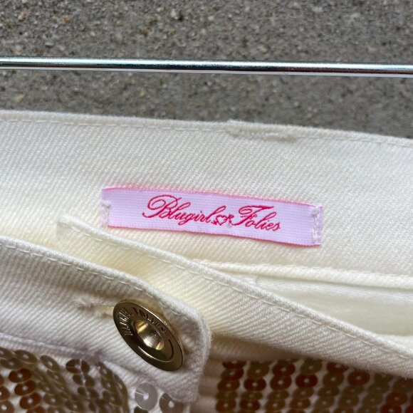 Blugirl Folies Y2K Gold and White Sequin Mini Skirt - Picture 6 of 8